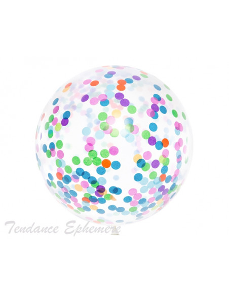 2 Ballon Rond Transparent et Confettis 1m