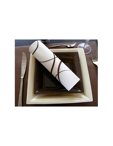 1 Assiette Plastique Carrée Ivoire 21,5cm