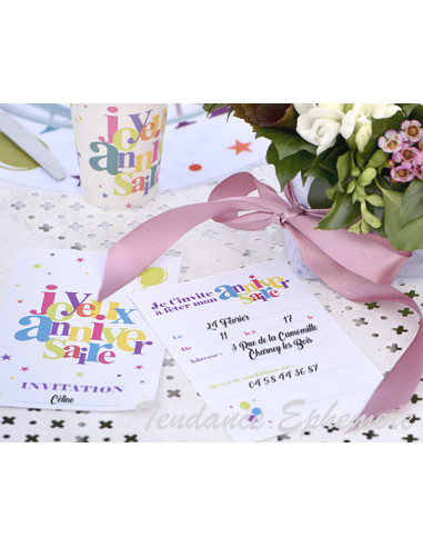 1 Carte Invitation Joyeux Anniversaire Festif