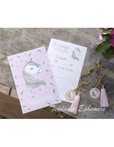 1 Carte Invitation Licorne