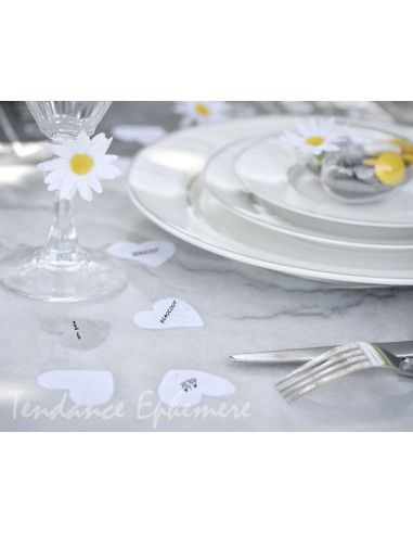 Confettis de table mariage coeur Blanc - Decoration table de