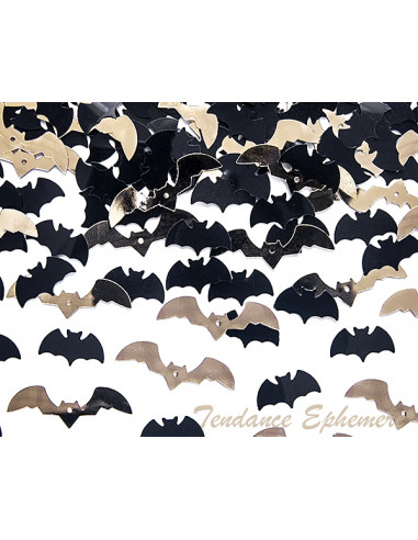 1 Confetti Chauve Souris Papier Métal Noir Or 15g