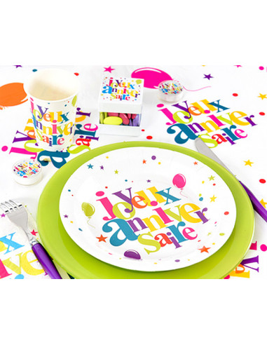 1 Assiette Carton Joyeux Anniversaire Festif 23cm