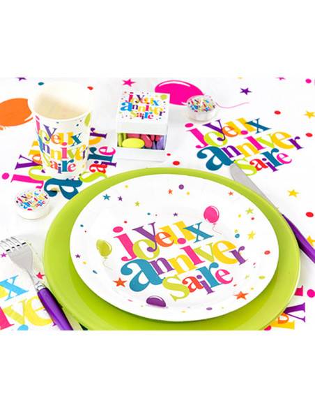 1 Assiette Carton Joyeux Anniversaire Festif 23cm