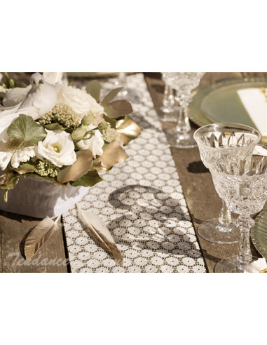 1 Chemin de Table Dentelle Fleur Blanc 3m