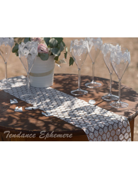 2 Chemin de Table Dentelle Fleur Blanc 3m