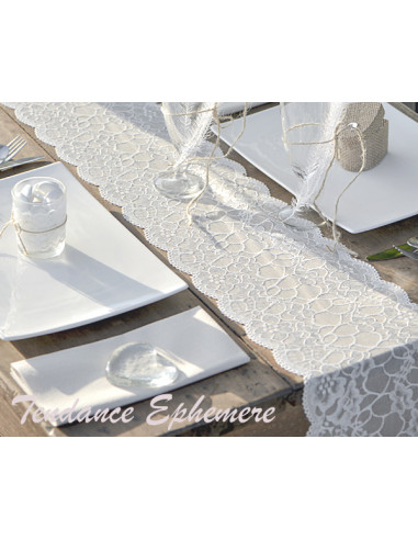 1 Chemin de Table Dentelle Fine Blanche 3m