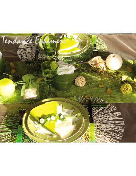 1 Chemin de Table Abaca Vert Anis 5m