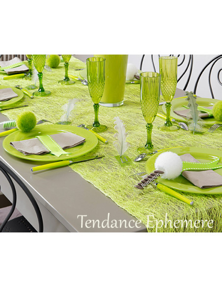 2 Chemin de Table Abaca Vert Anis 5m