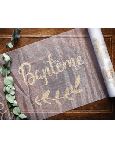 1 Chemin de Table Bapteme Or Organza 5m