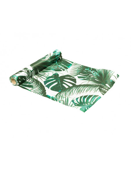 2 Chemin de Table Feuilles Monstera Satin 5m