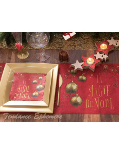 1 Chemin de Table La Magie de Noël Rouge 5m