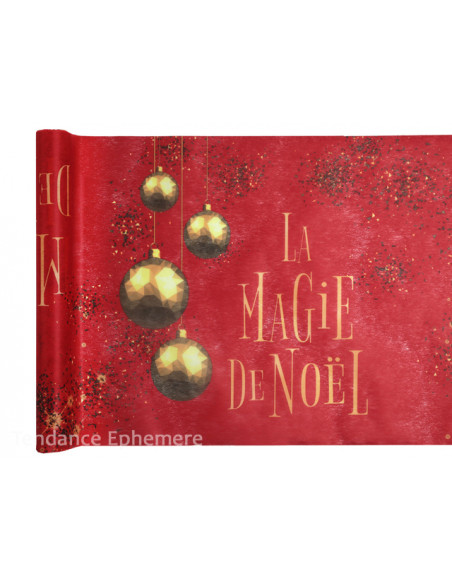 3 Chemin de Table La Magie de Noël Rouge 5m