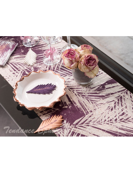1 Chemin de Table Fougères Prune Métal Rose Gold 3m