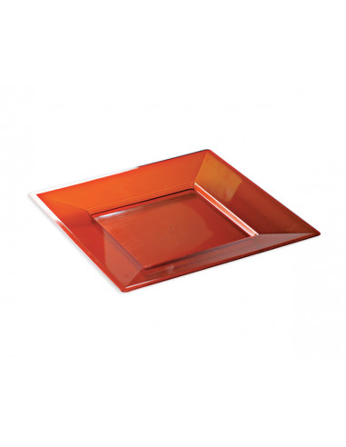 1 Assiette Plastique Carrée Cristal Rouge 18cm