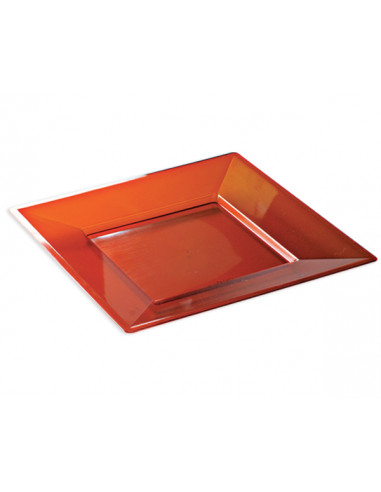 1 Assiette Plastique Carrée Cristal Rouge 24cm