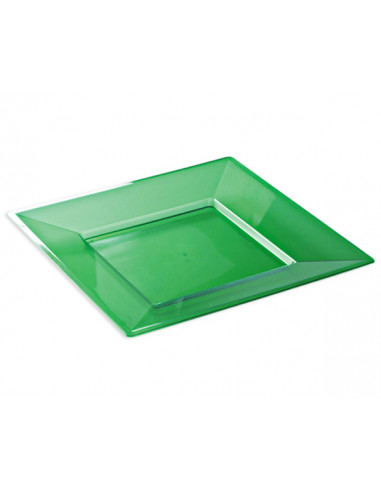 1 Assiette Plastique Carrée Cristal Verte 24cm