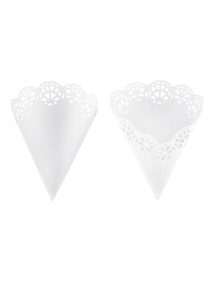 2 Cornet Confetti Dentelle Blanche