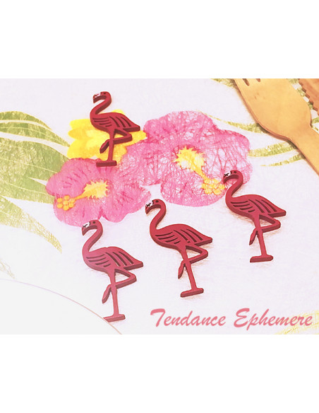 1 Confetti Flamant Rose Bois 4cm