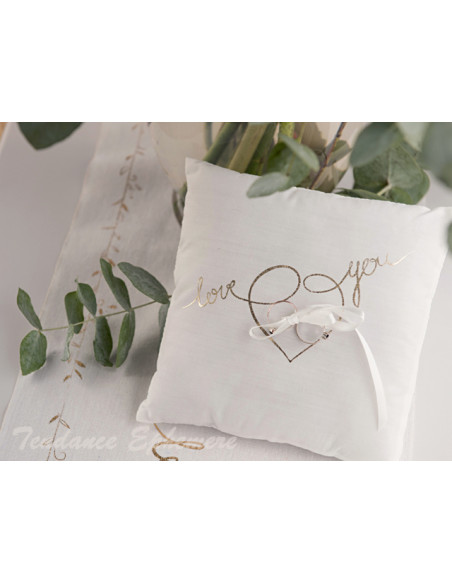 2 Coussin Alliances Blanc Love You Or 18cm