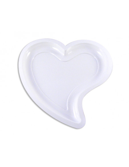 2 Assiette Plastique Coeur Blanche 22cm