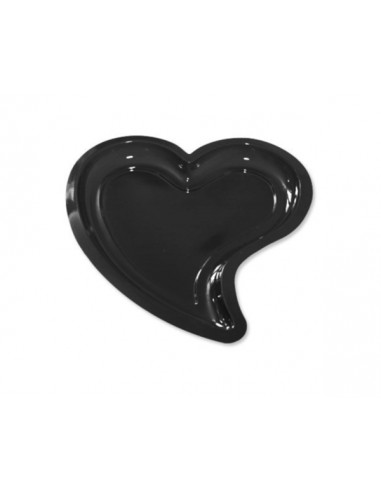 1 Assiette Plastique Coeur Noire 22cm