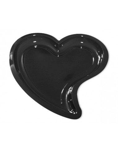 1 Assiette Plastique Coeur Noire 31cm