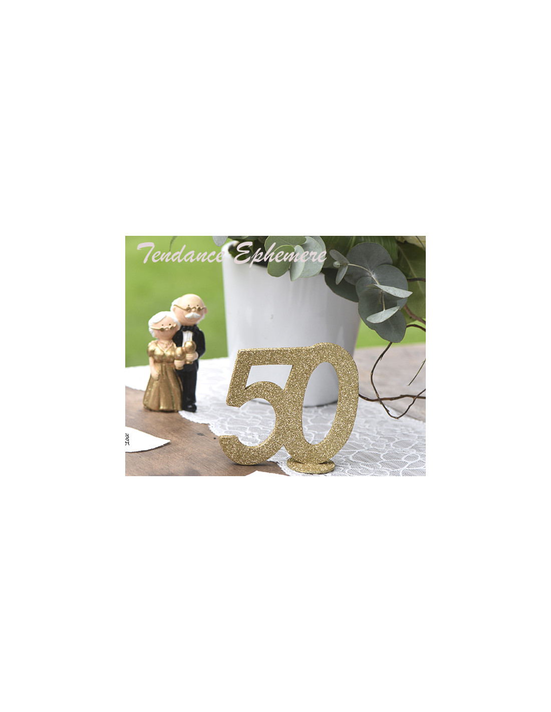 Centre de Table 50 Ans or Pailleté - Noces d'Or - Anniversaire - 2.50€