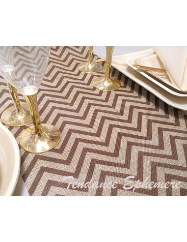 1 Chemin de Table Jute Chevrons Brun 5m