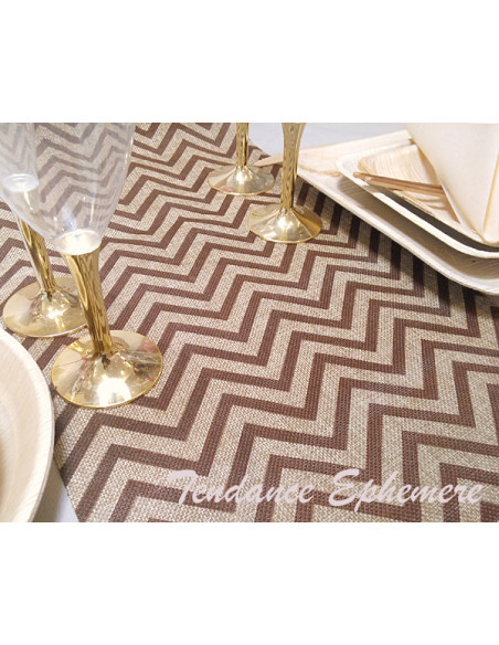 1 Chemin de Table Jute Chevrons Brun 5m