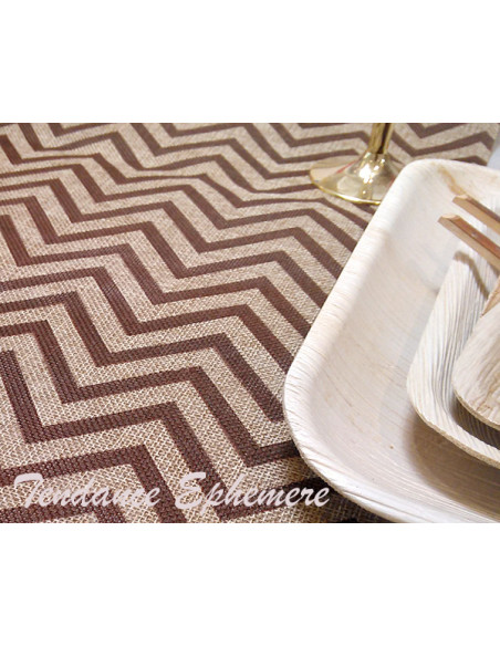 2 Chemin de Table Jute Chevrons Brun 5m