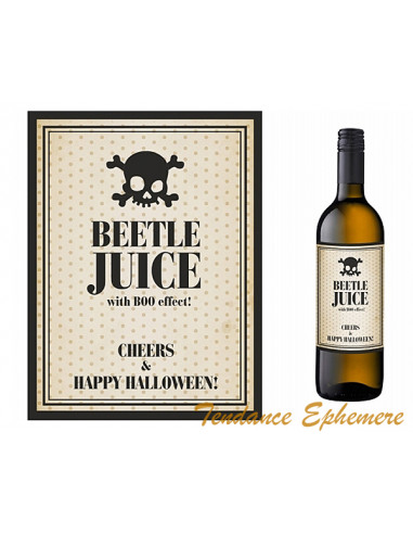 1 Etiquette Bouteille Beetle Juice Halloween