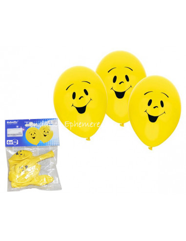 1 6 Ballons Smiley 23cm