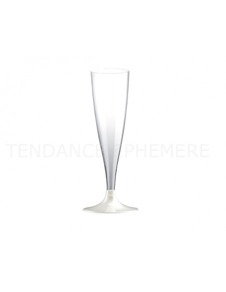 2 Flute Champagne Pied Blanc Perlé 14cl-10