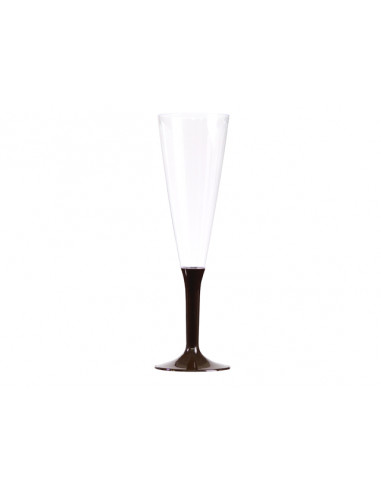 1 Flûte à Champagne Plastique Pied Chocolat 13cl