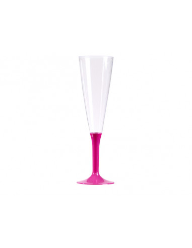 1 Flûte à Champagne Plastique Pied Fuchsia 13cl