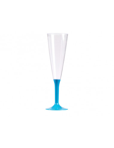 1 Flûte à Champagne Plastique Pied Turquoise 13cl