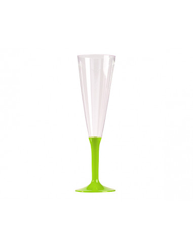 1 Flûte à Champagne Plastique Pied Vert Anis 13cl