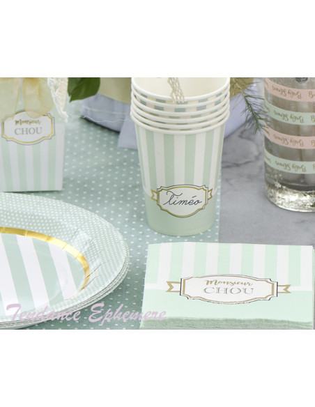 1 Gobelet Carton Baby Shower Vert Pastel