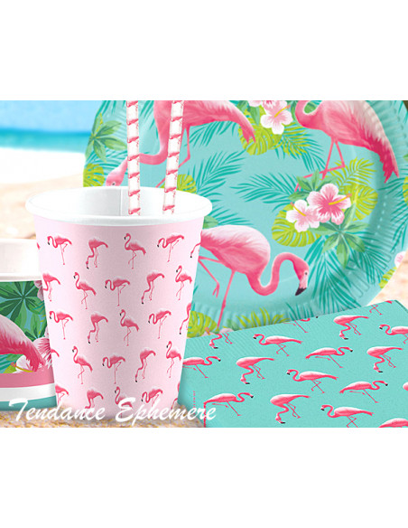 1 Gobelet Carton Flamant Rose 25cl