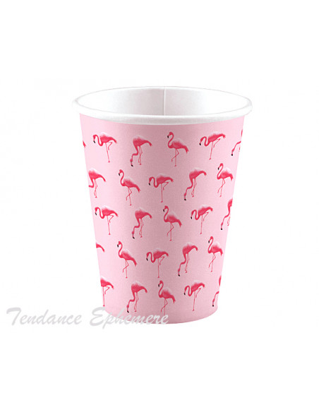 2 Gobelet Carton Flamant Rose 25cl