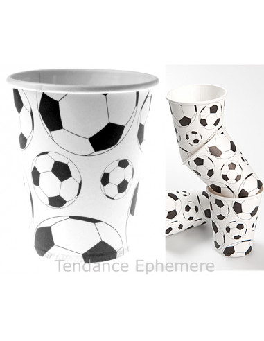 1 Gobelet Carton Football Noir et Blanc 25cl