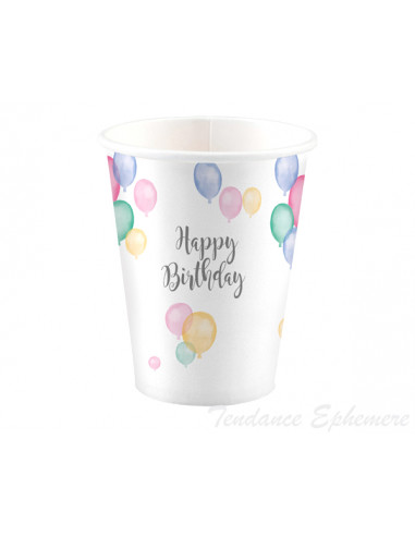 1 Gobelet Carton Happy Birthday Pastel 25cl