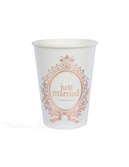 2 Gobelet Carton Just Married Rose Gold 25cl