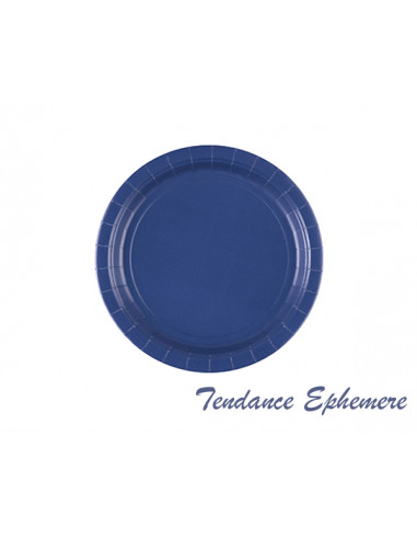 1 Assiette Carton Ronde Bleu Marine 22,8cm