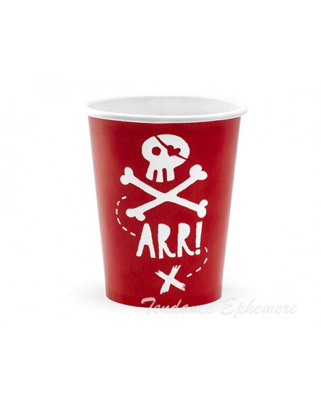 3 Gobelet Carton Pirates Rouge 22cl