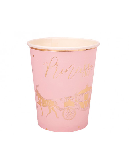 3 Gobelet Carton Princesse Or Rose 26cl