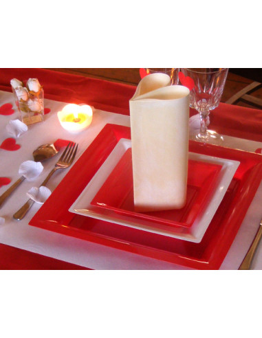 1 Assiette Plastique Carrée Rouge 16,5cm