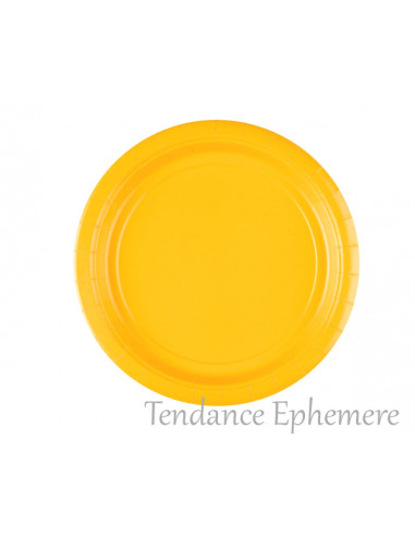 1 Assiette Carton Ronde Jaune 22,8cm