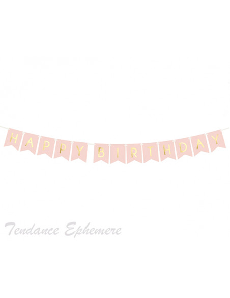 2 Banderole Happy Birthday Rose Pastel 1.75m